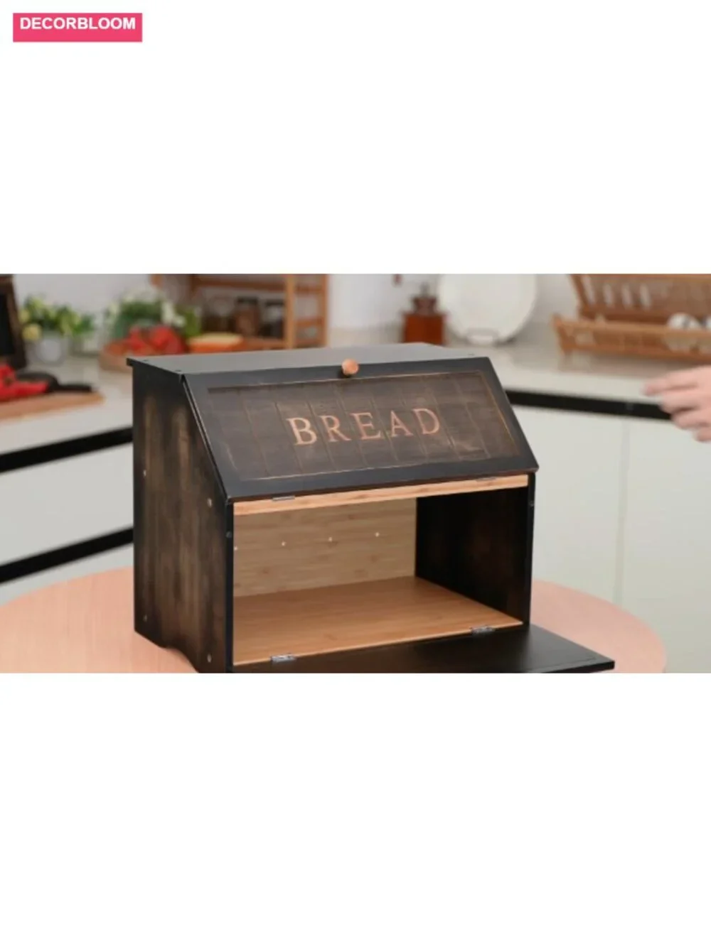 Vintage Double Layer Bread Box, Wood Storage Bin, Farmhouse Design